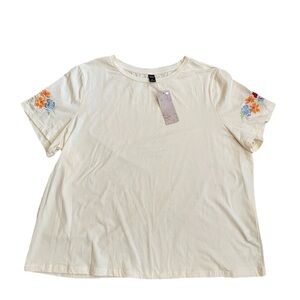 Emery Rose Embroidered Top Women’s 3XL Cream Floral NWT